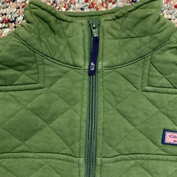 Vineyard Vines Shep Olive Green Quilted 1/2 Zip LS Pullover Sweatshirt Size XS - Picture 7 of 15